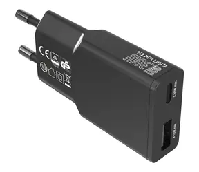 4smarts FlatPlug Duos schwarz / Wandladegerät / GaN / USB-C + USB-A / 30 W