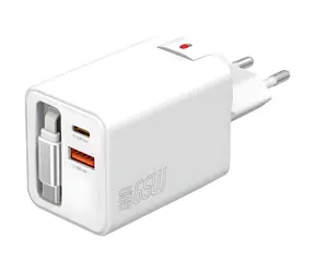 4smarts Flex Jojo 65W weiß / Ladegerät / GaN / 2x USB-C + 1x USB-A / einziehbares USB-C-Kabel