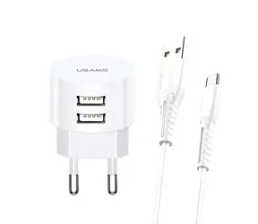 USAMS T20 weiß / Ladegerät / 2x USB / 2,1 A / inkl. Micro-USB-Kabel