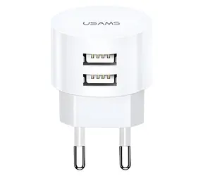 USAMS T20 Wandladegerät weiß / Ladegerät / 2x USB / 2,1 A