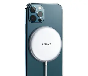 USAMS US-CD160 W2 silber / Kabelloses Ladegerät / Magnetisch / 15 W / iPhone 12