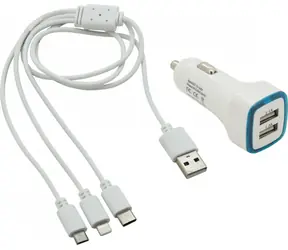 Compass Kfz-Ladegerät USB 3 in 1 2,1 A / Kfz-Ladegerät / iPhone, Micro-USB, USB-C