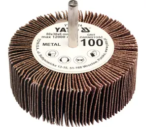 YATO Schleifscheibe mit Fächerscheibe / Radial 80x30 mm / Schaftdurchmesser 6 mm / Körnung 80