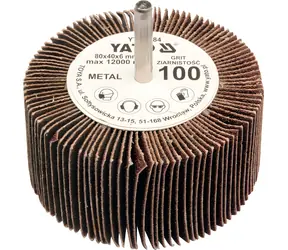 YATO Radial-Lamellenscheibe 80x40 P-60 mit 6 mm Schaft / Radial-Lamellenscheibe / Körnung P60 / Schaftdurchmesser 6 mm