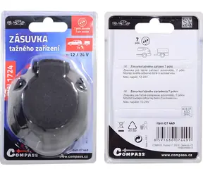Compass 7-polige Anhängerkupplungssteckdose mit Dichtung / Steckdose / Dichtung / 12-24 V