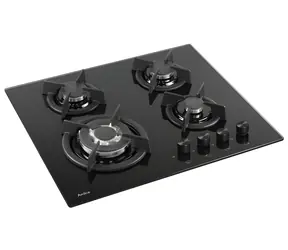 PG6411SR schwarz / Kochfeld / Gas / Einbau / 4 Brenner / Wokbrenner 3000 W / Elektronische Zündung