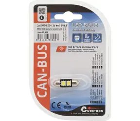 Compass LED-Lampe SV8.5 32mm CAN-BUS weiß / Autolampe / 2x SMD-LED / 12V / Widerstand
