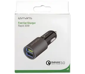 4smarts Rapid 30W, mattgrau / Autoladegerät / Quick Charge 3.0 / 2x USB-A / 30W