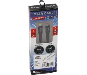 Compass Ladekabel SPEED USB-C - iPhone 1,5 m / Ladekabel / PD 20W / Nylongeflecht