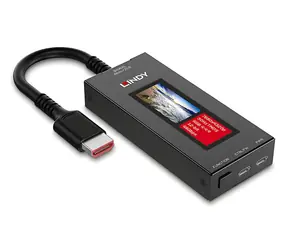 Lindy HDMI 8K60 Signalanalysator, schwarz / AV-Signalanalysator / LCD-Display / 12 Bit / 2x USB-C