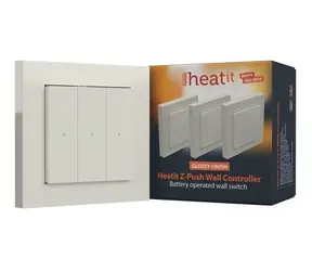 Heatit Z-Push Wandregler, weiß RAL 9010 glänzend / Regler / Z-Wave / Wandmontage