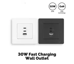 MOES Star Ring grau / Wandsteckdose / 30 W / PD 3.0 / 2x USB-C, 1x USB-A