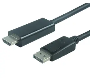 PremiumCord DisplayPort 1.2 - HDMI 2.0 Kabel, schwarz / 4K 60Hz / vergoldete Stecker / Stecker/Stecker / 3 m