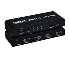PremiumCord HDMI-Switch 3:1, schwarz / HDMI-Switch / Metall / Fernbedienung / HDMI 1.4