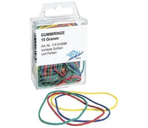 WEDO Gummibänder, verschiedene Farben und Größen in einer Box / Gummibänder / 80 Stück