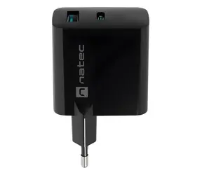 Natec Ribera GaN schwarz / Ladegerät / GaN / 45 W / 1x USB-A / 1x USB-C / PD 3.0