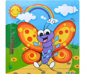 Orion Holzpuzzle Schmetterling / 9 Teile / 9 x 9 cm