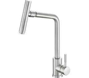 FALA Steely 3 Edelstahl-Spültischarmatur / Verstellbarer Auslauf / Edelstahl 304 / Neoperl-Luftsprudler / Höhe 40 cm