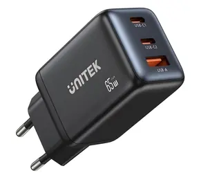 Unitek P1130ABK01- EU schwarz / Ladegerät / 1x USB-A / 2x USB-C / 3,25 A