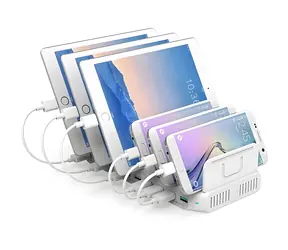 Unitek Y-2190A weiß / Ladestation / 10x USB / 96W / QC 3.0 / Kabelloses Laden