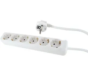 Schwaiger Verlängerungskabel 6x Schuko weiß / Verlängerungskabel / 6 Steckdosen / 1,4 m / Kindersicherung / IP44