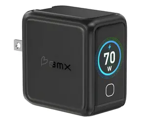 BMX GaNsta 70W schwarz / Reiseladegerät / GaN / LCD-Display / 2x USB-C / 1x USB-A / PD 70W