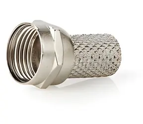 Nedis F-Stecker gerade silber / Stecker / Stecker / vernickelt / 75 Ohm / Drehverschluss / 25 Stück.