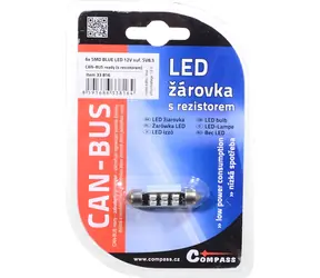 Compass LED-Autolampe SV8.5 38mm CAN-BUS blau / Lampe / 12V / 6x LED SMD / mit Widerstand