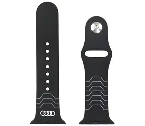 Schwarzes Silikonarmband mit Audi-Geometrie-Muster / Passend für Apple Watch 40/41/42 mm