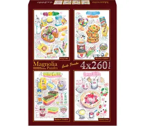 MAGNOLIA Puzzle-Torte, Monster-Kekse, Regenbogen-Kekse und Panna Cotta / 4 x 260 Teile