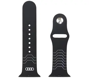 Schwarzes Silikonarmband mit Audi-Geometrie-Muster / Passend für Apple Watch 44/45/46/49 mm