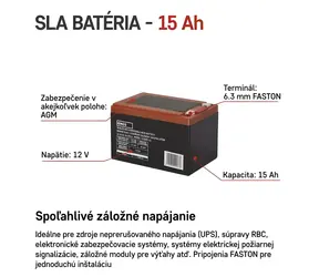 Emos wartungsfreie Blei-Säure-Batterie 12 V (B9656V) / 12 Ah / Faston 6,3 mm