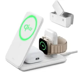 ESR Travel 3-in-1 weiß / Faltbares Reiseladegerät / Qi2 / für Smartphone, Smartwatch und Kopfhörer