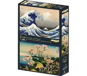 Grafikpuzzle: Die große Welle vor der Küste von Kanagawa und dem Stadtgebiet von Shinagawa / 2 x 500 Teile