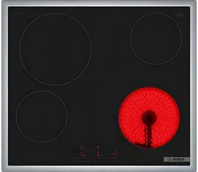 BOSCH PKE645FP2E / Elektrokochfeld / 60 cm / 4 Kochzonen / Edelstahlrahmen / PowerBoost