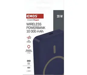 Emos WI 1046 blau / Powerbank / 10.000 mAh / kabelloses Laden 20 W / USB-C