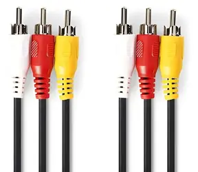 Nedis Composite-Videokabel 3x RCA - 3x RCA 10 m Schwarz / Kabel / Vernickelte Stecker / 480p