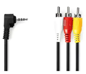 Nedis AV-Kabel, 3,5-mm-Klinkenstecker - 3x Cinch, schwarz / Kabel / vernickelte Stecker / 1 m