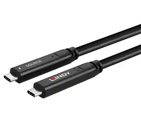 Lindy USB-C - USB-C 10 m schwarzes Kabel / 5 Gbit/s / DisplayPort 4K / USB-C PD 20 V
