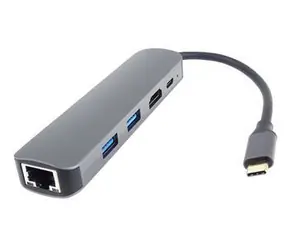 PremiumCord Adapter USB-C auf HDMI, USB 3.2 und RJ45 / Adapter / PD 100W / 2x USB 3.2 / RJ45 10/100/1000 Mbit/s
