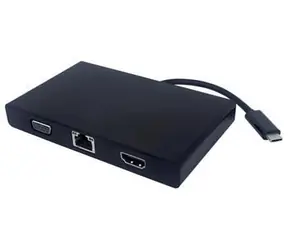 PremiumCord USB-C auf HDMI + VGA + RJ45 Konverter / Konverter / USB 3.0 + SD + Audio + PD-Ladefunktion