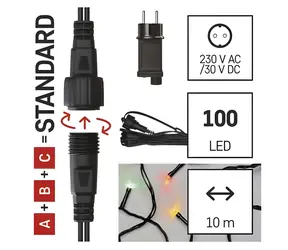 Emos D1AM01 CONNECT / Starterkette mit Netzteil / 100 LEDs / 10 m / mehrfarbig / IP44