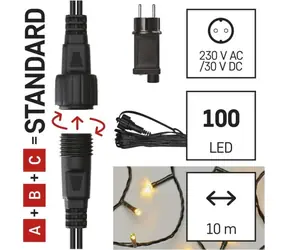 Emos D1AW01 CONNECT / Starterkette mit Netzteil / 100 LEDs / 10 m / warmweiß / IP44