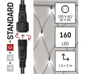 Emos D1DC01 CONNECT / LED-Lichtnetzwerk / 160 LEDs / 1,5 x 2 m / IP44 / kaltweiß