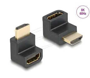 DeLock Adapter HDMI-A(M) > HDMI-A(F) abgewinkelt schwarz / Adapter / High-Speed-HDMI mit Ethernet / 8K 60Hz