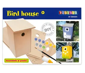 PLAYBOX Kreativset Vogelhaus / Holzbausatz / Sperrholz / Farben und Pinsel