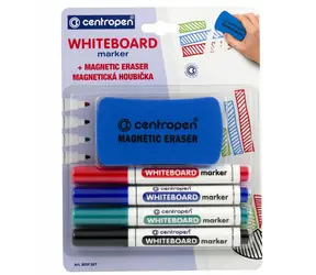 Centropen 8559 Whiteboard-Marker / Marker / 4er-Set + Magnetschwamm / Linienbreite 2,5 mm