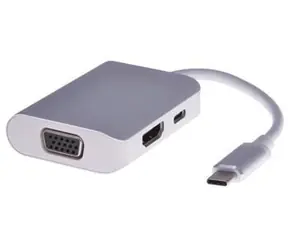 PremiumCord USB-C-zu-HDMI- und VGA-Konverter/Adapter/PD (Power Delivery)/Aluminiumgehäuse