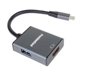 PremiumCord USB-C auf HDMI + USB-Adapter aus Aluminium / Adapter / 4K-Auflösung / USB für USB-Sticks, Tastaturen, Mäuse