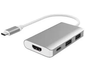 PremiumCord USB-C zu HDMI Konverter / Adapter / HDMI + 2x USB 3.0 + PD-Ladefunktion / Aluminiumgehäuse